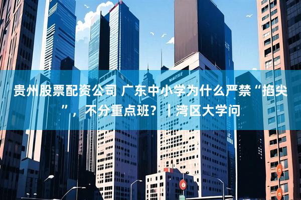 贵州股票配资公司 广东中小学为什么严禁“掐尖”，不分重点班？｜湾区大学问